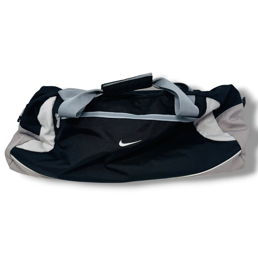 Vintage Nike Duffle Bag Black Gray White Swoosh Logo Gym Travel‎ Carry On Sport
